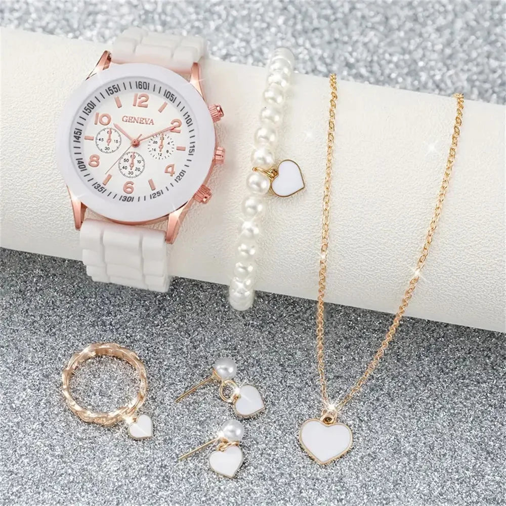 Women’s Silicone Quartz Watch Set