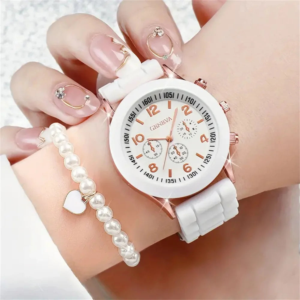 Women’s Silicone Quartz Watch Set