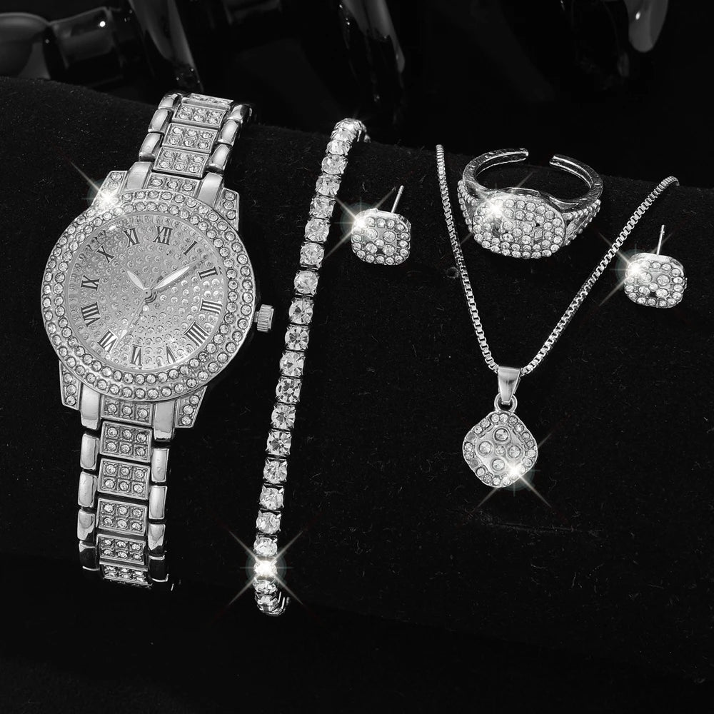 Silver Women's Luxury Watch Set