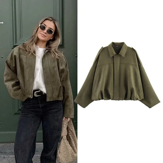 Women's Vintage Bomber Jacket Coat