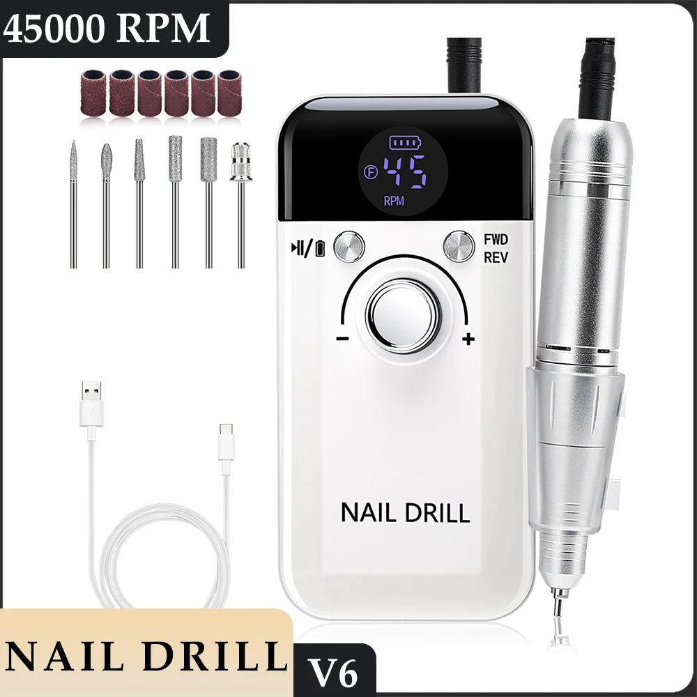 Professional 45000RPM Portable Nail Drill