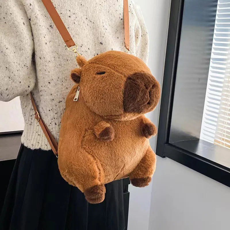 Kawaii Capybara Plush Shoulder Backpack