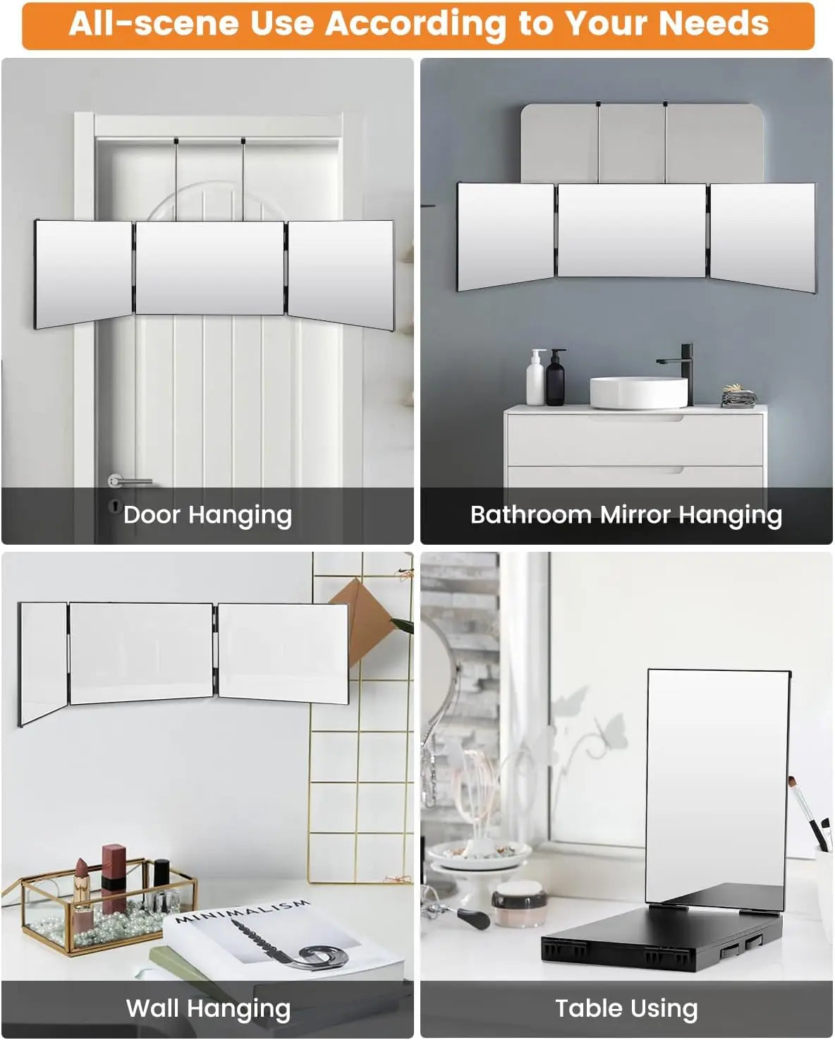 360° Trifold Adjustable Makeup Mirror