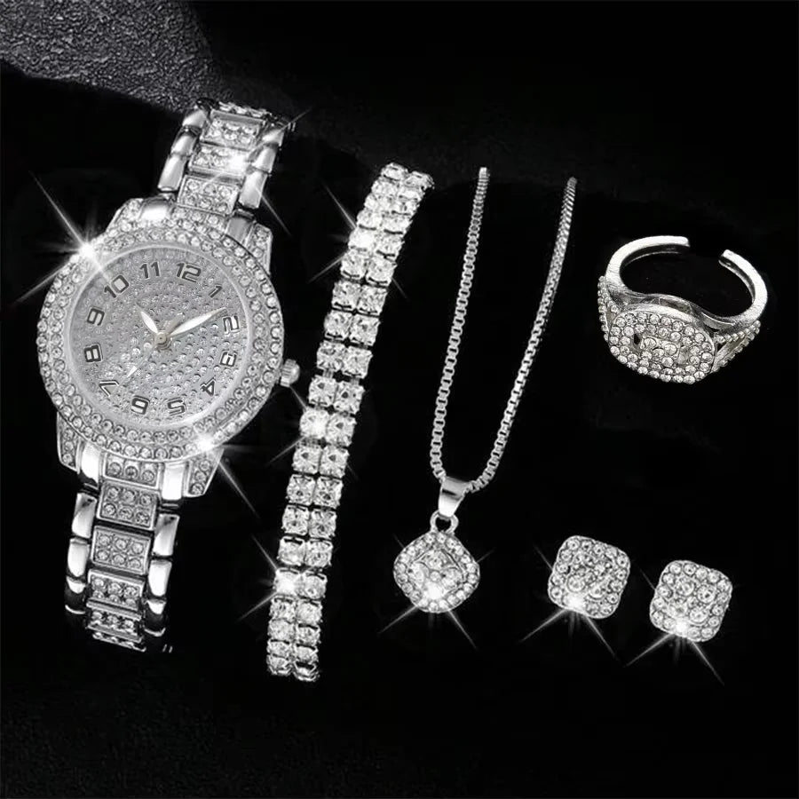 Silver Women's Luxury Watch Set