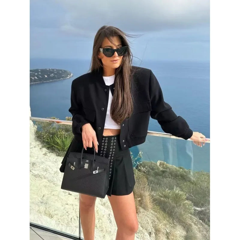 MUJER 2025 Cropped Bomber Jacket