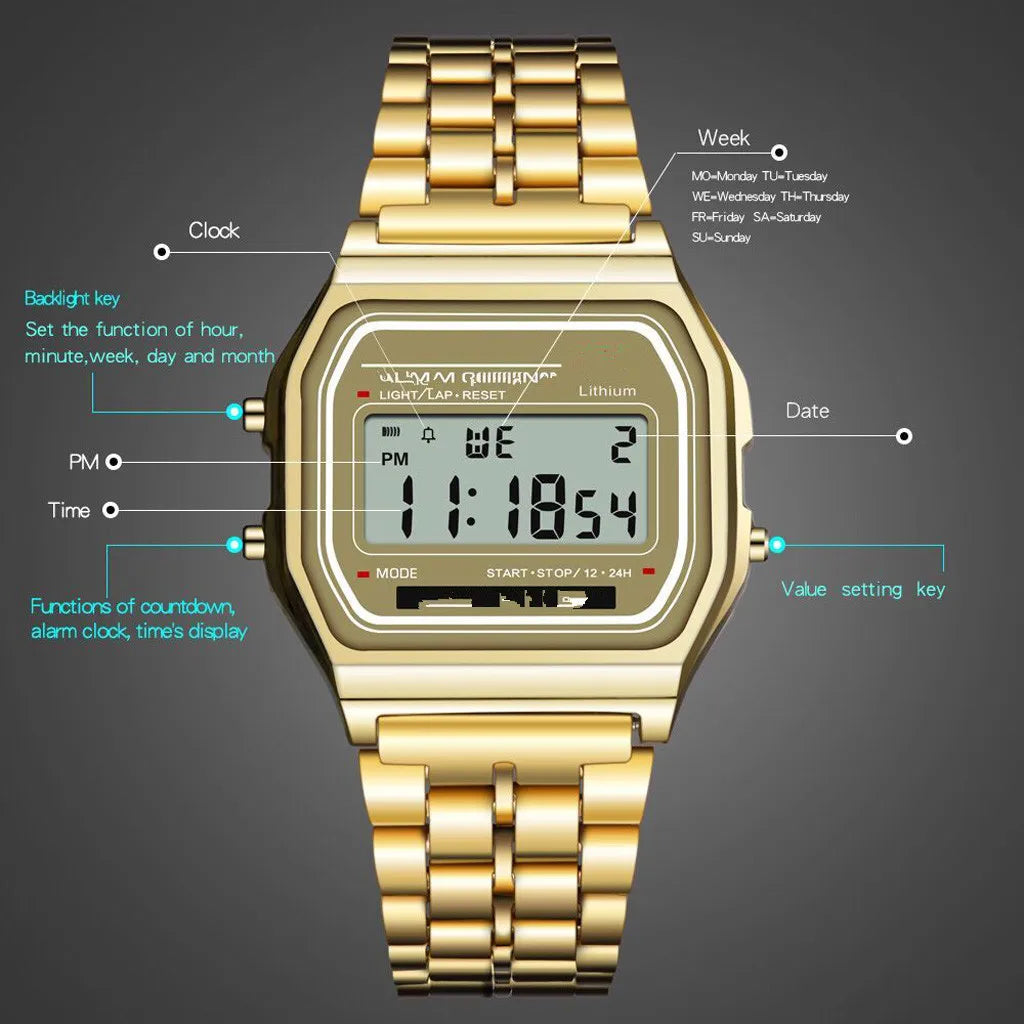 Ultra-Thin Steel LED Electronic Watch