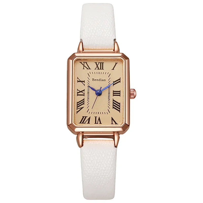 Retro Square Digital Leather Watch