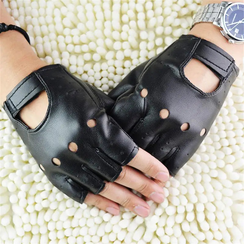 Unisex Black Fingerless Fashion Gloves