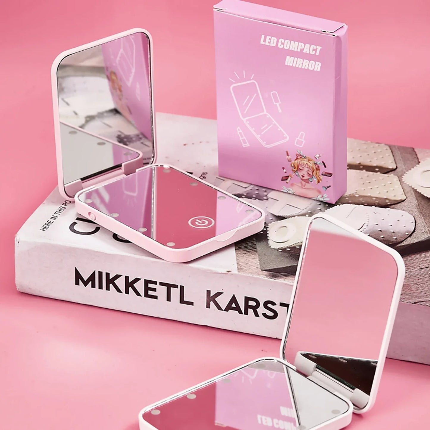 Compact Folding LED Makeup Mirror