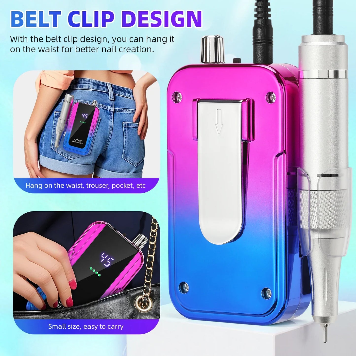 Professional 45000RPM Portable Nail Drill