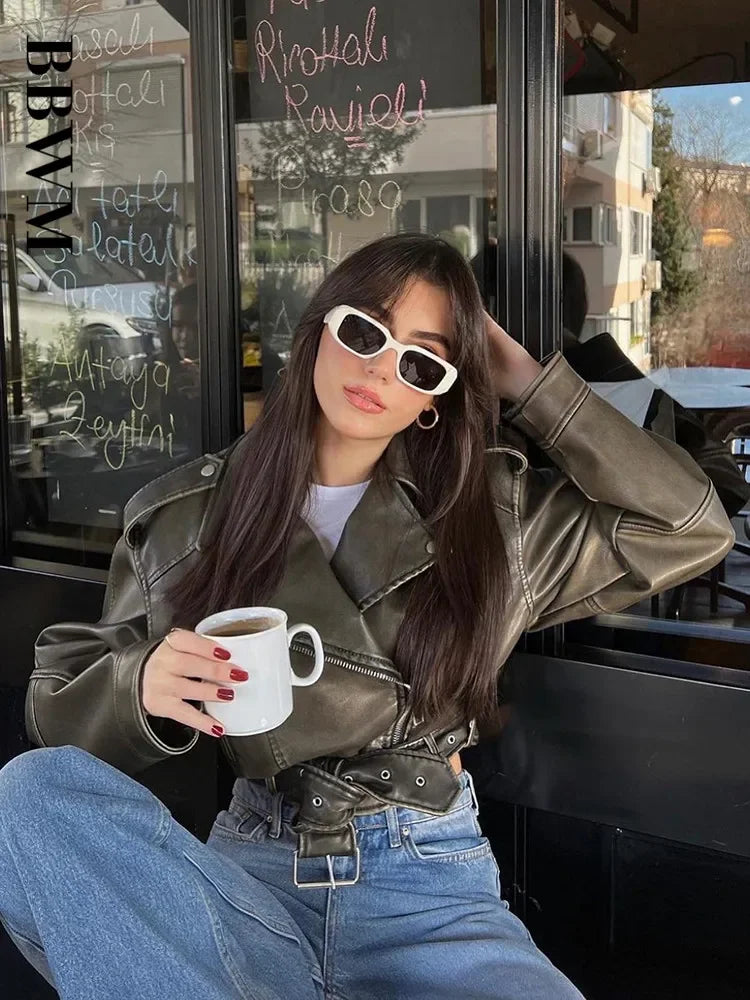 Vintage Oversized Faux Leather Jacket