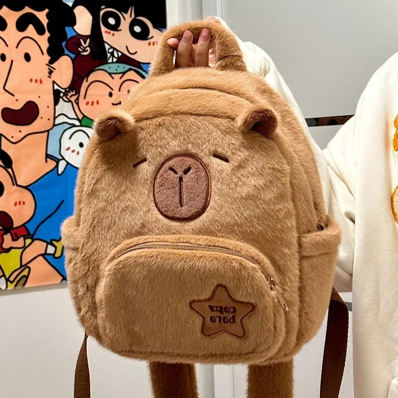 Kawaii Capybara Plush Shoulder Backpack