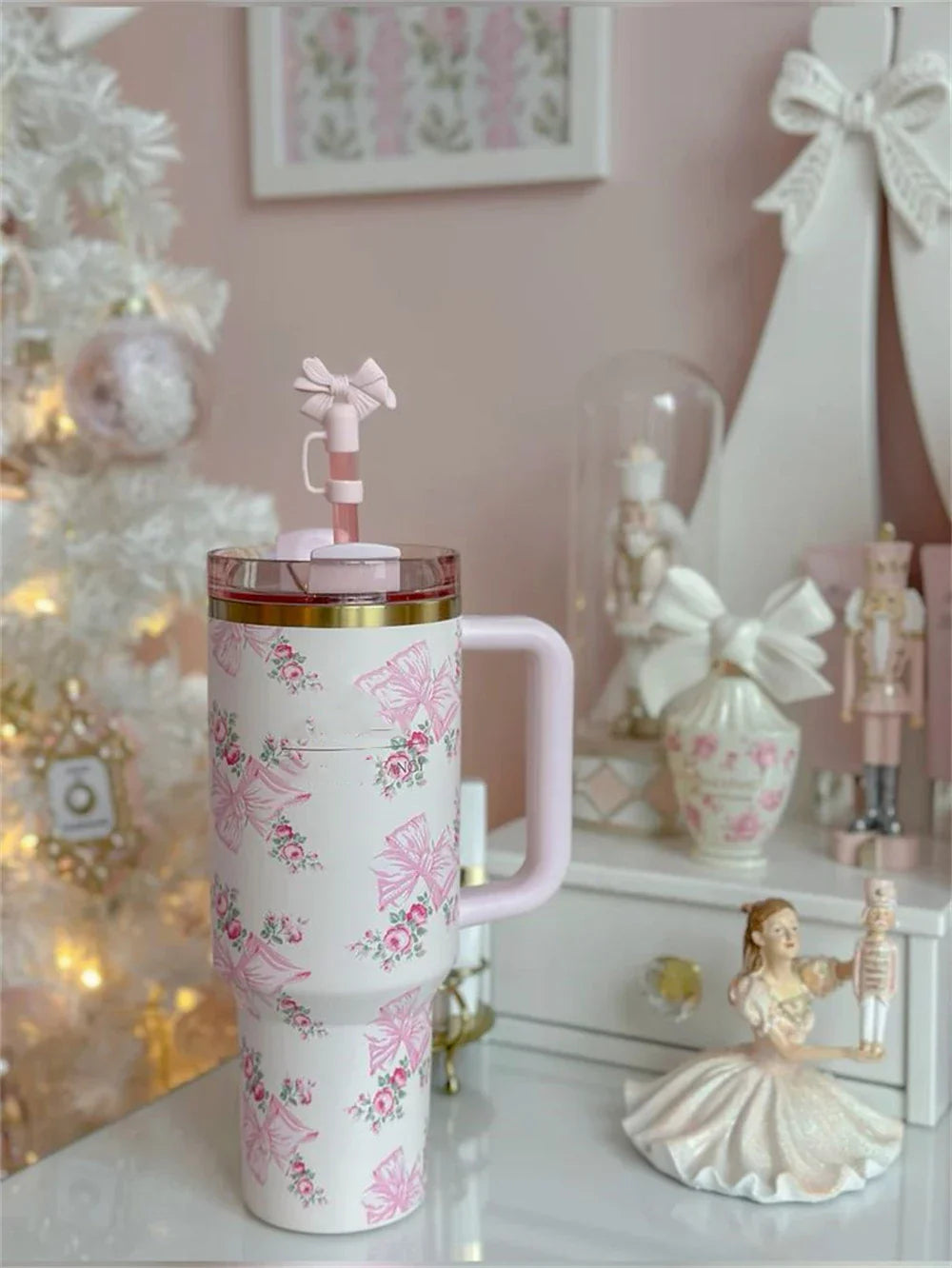 Cherry Pink Stanley Style Tumbler