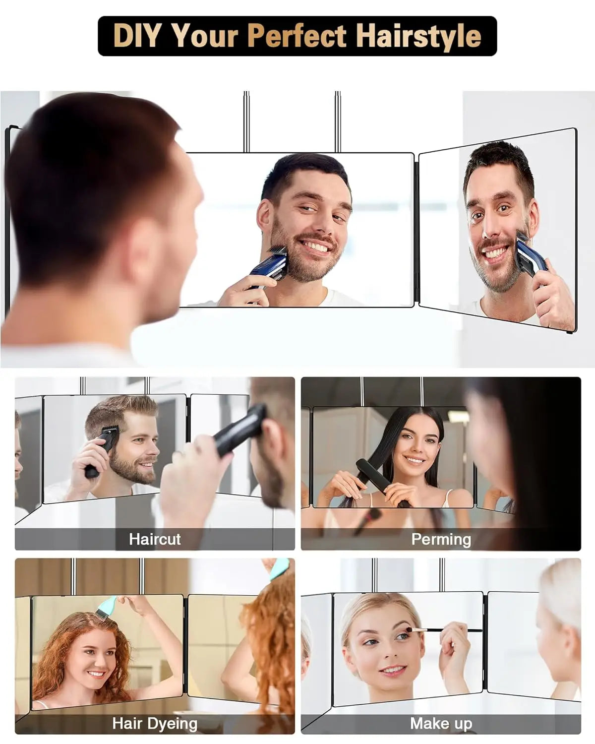 360° Trifold Adjustable Makeup Mirror