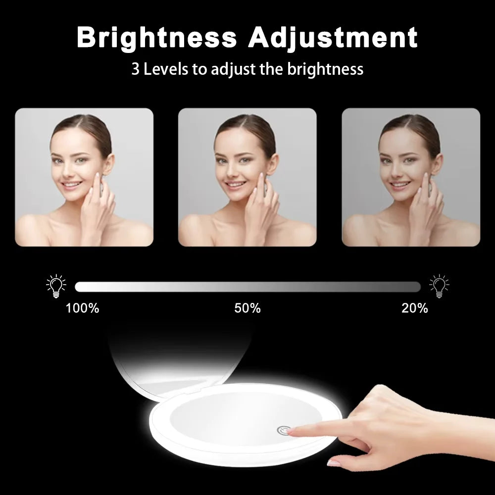LED 1X/10X Compact Travel Mirror