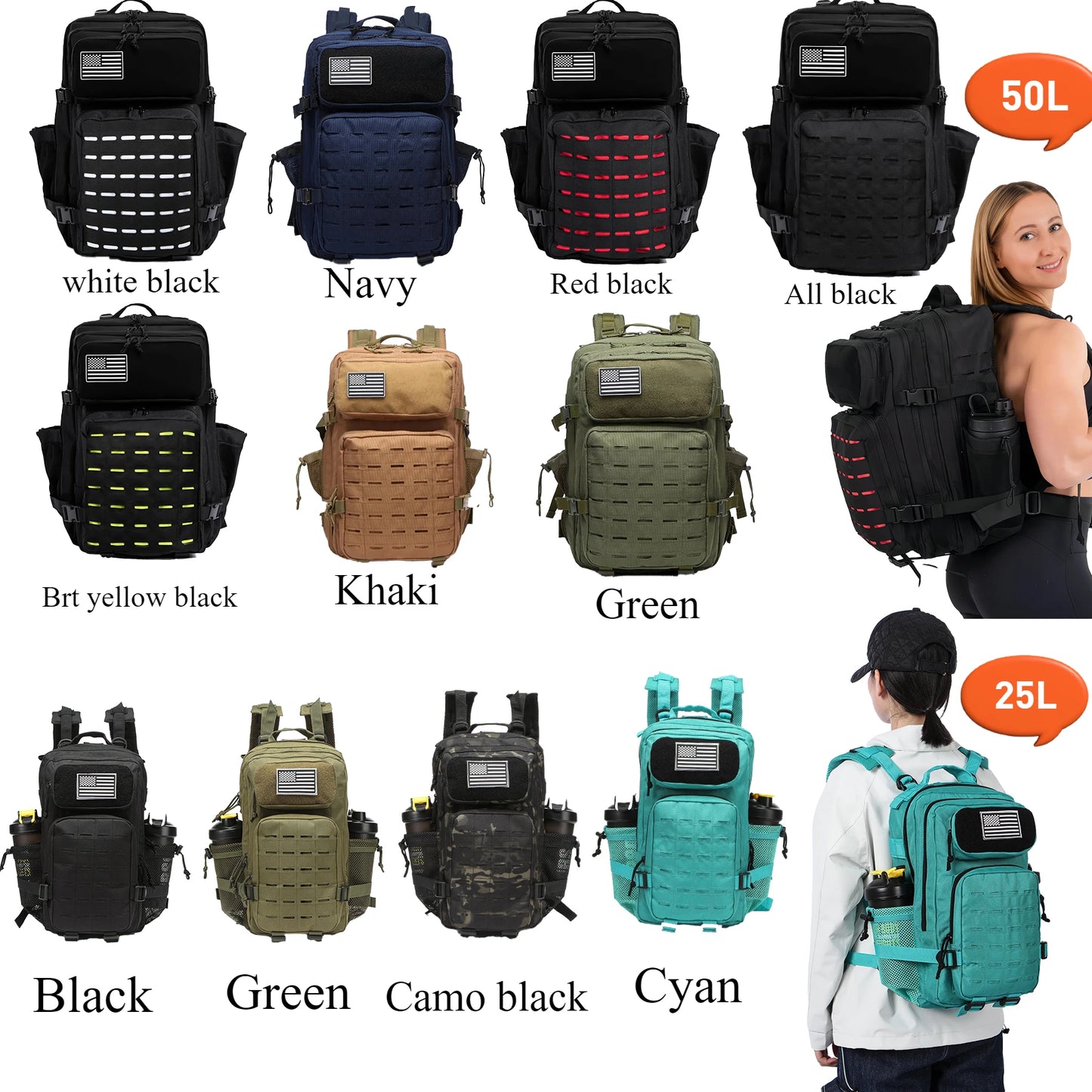 25L/50L Tactical MOLLE Backpack