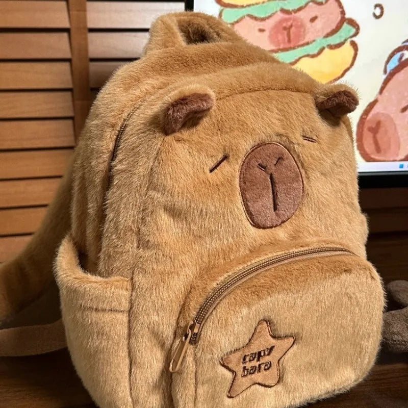 Kawaii Capybara Plush Shoulder Backpack