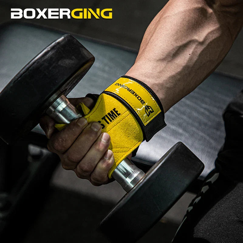 Cowhide Gym Lifting Gloves