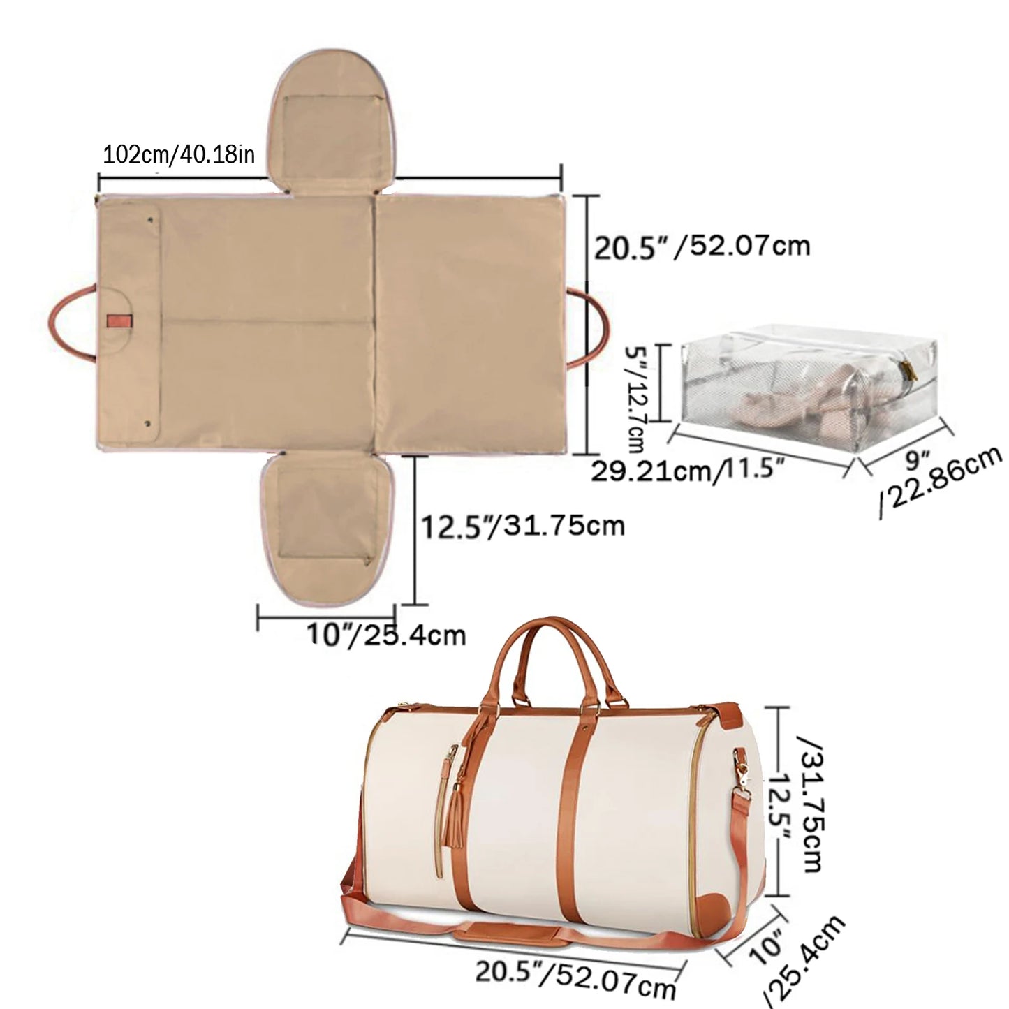 Women’s Foldable Leather Travel Bag