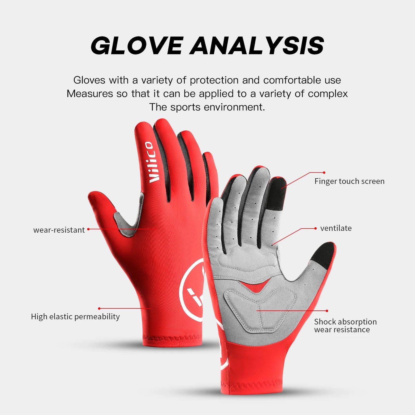Touchscreen Full Finger Cycling Gloves