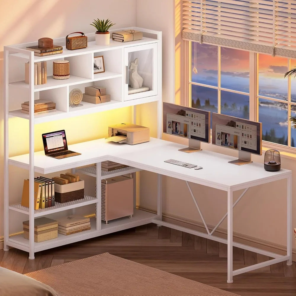L Shaped Computer Desk with LED