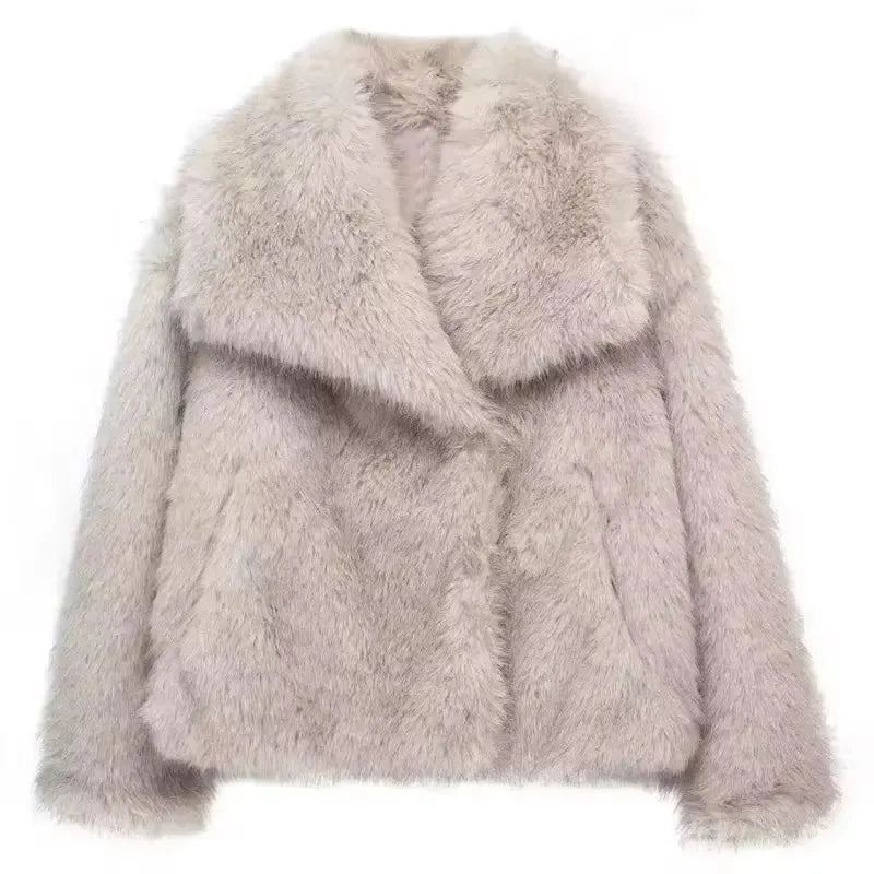 HH Women Elegant Faux Fur Coat