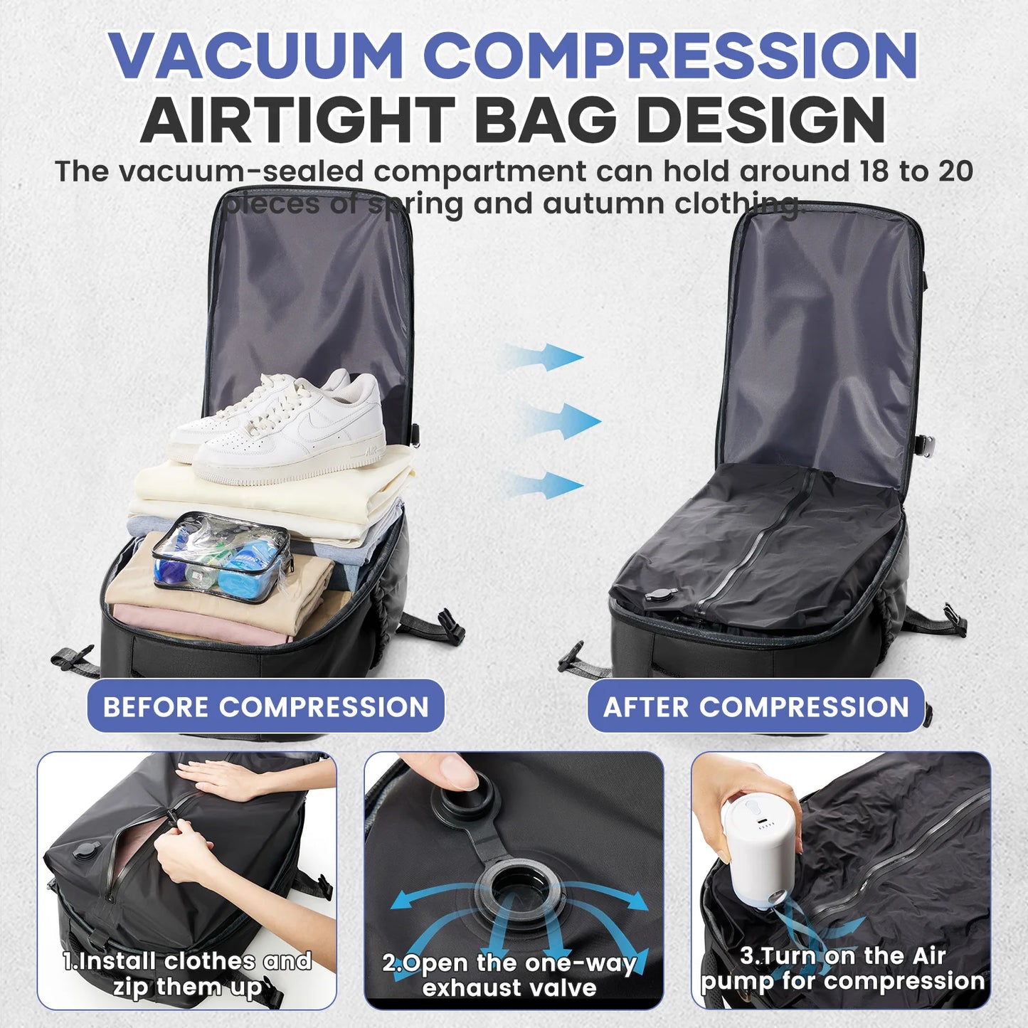 Men’s Vacuum Compression Travel Backpack