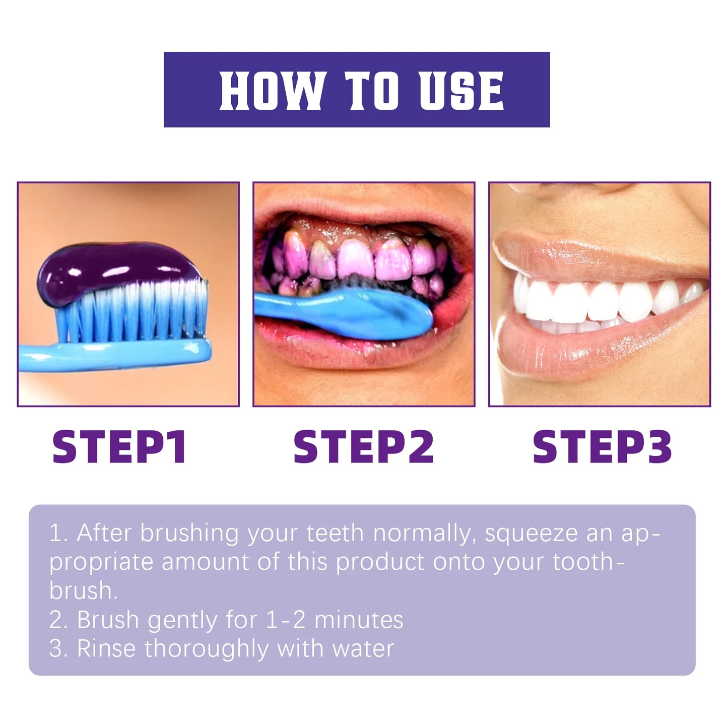 Purple Orthopedic Teeth Whitening Toothpaste