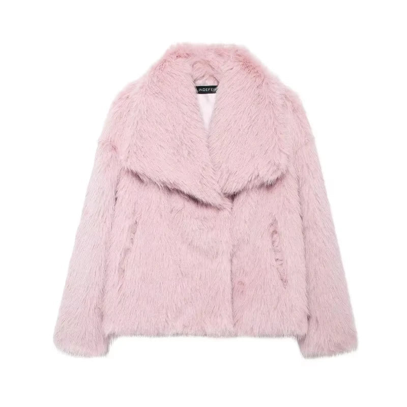 HH Women Elegant Faux Fur Coat