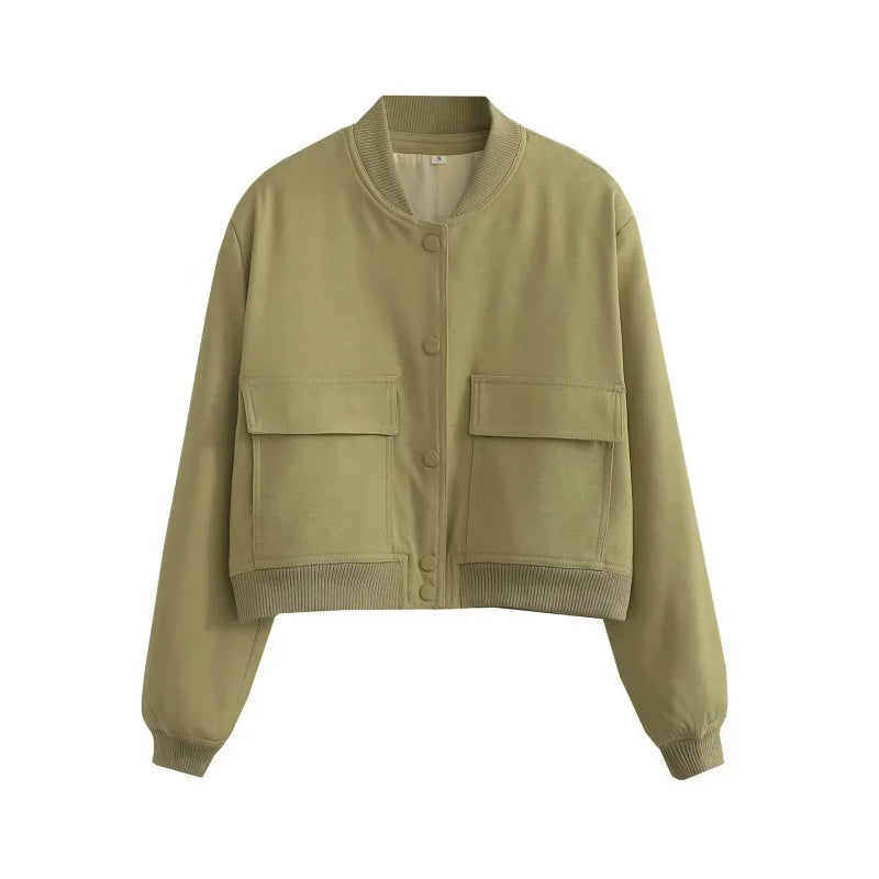 MUJER 2025 Cropped Bomber Jacket