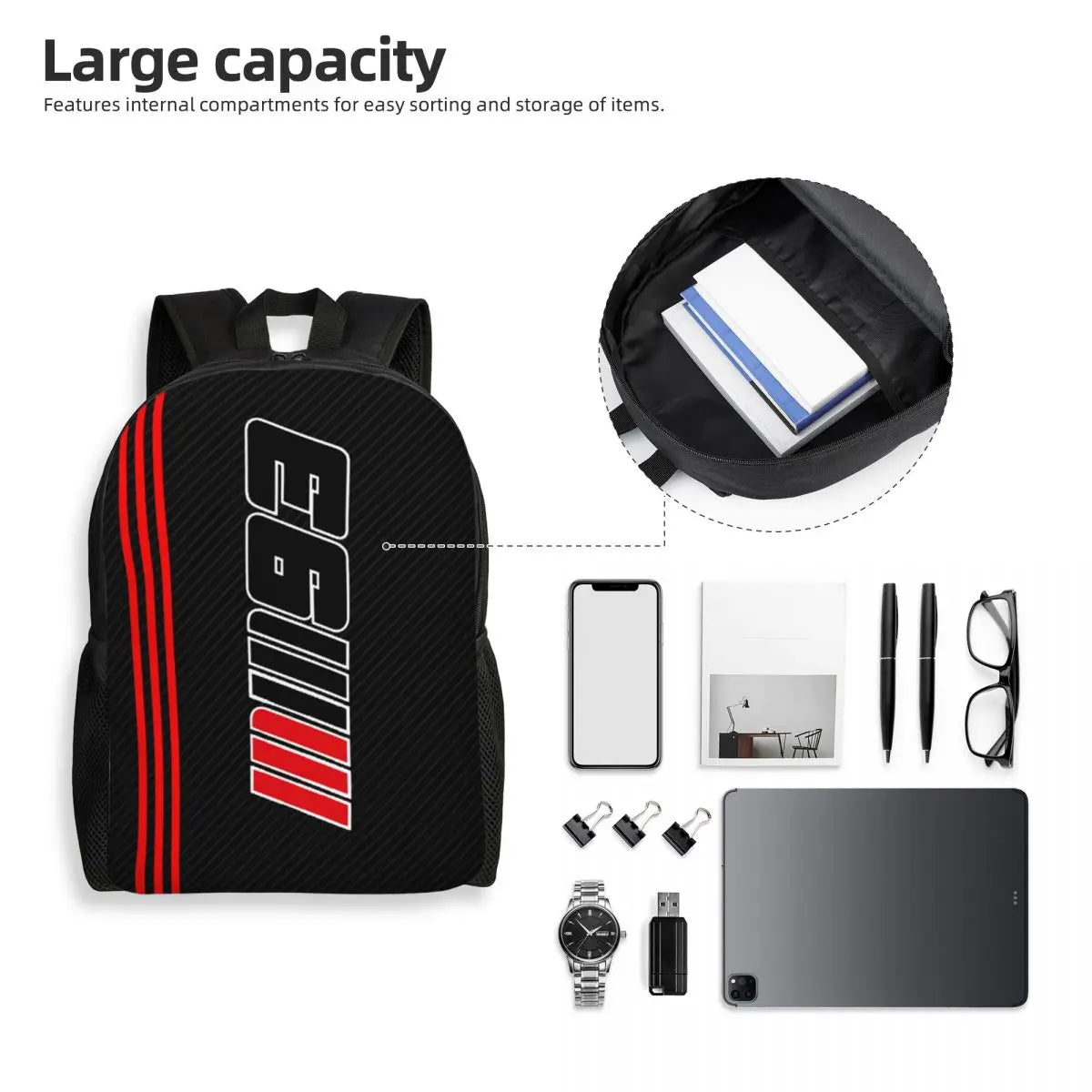 Motorcycle Marquez School Travel Backpack