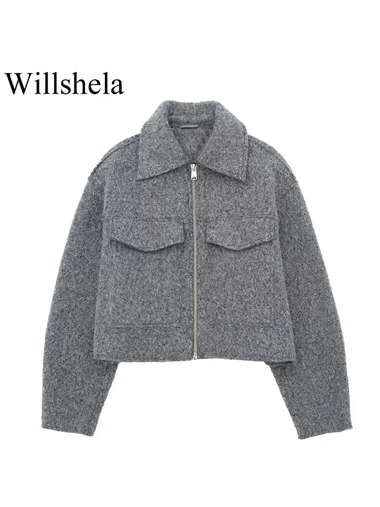 Willshela Women Vintage Zipper Jacket
