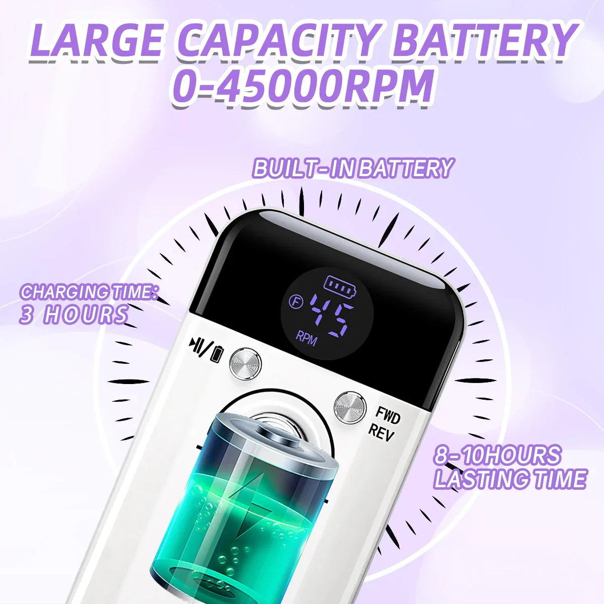 Professional 45000RPM Portable Nail Drill