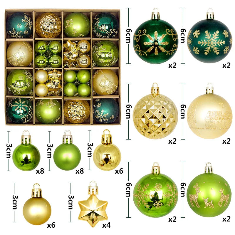 44pcs Christmas Ball Ornaments Set