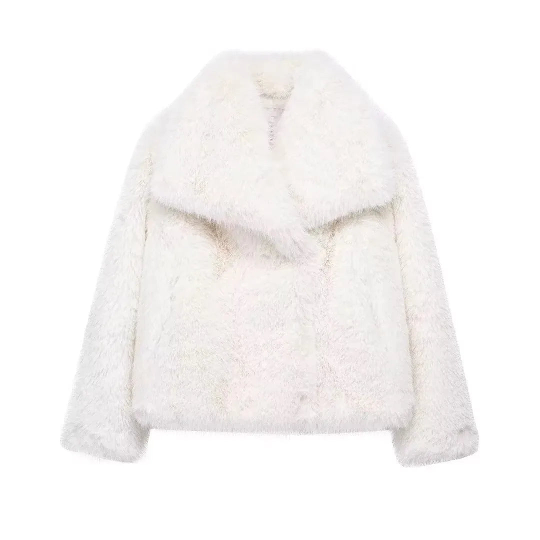 HH Women Elegant Faux Fur Coat