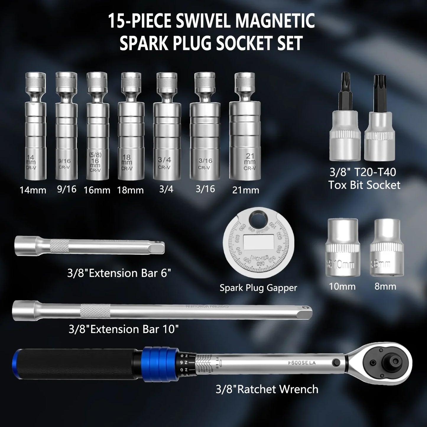 PowerFix 15-Piece Spark Plug Kit