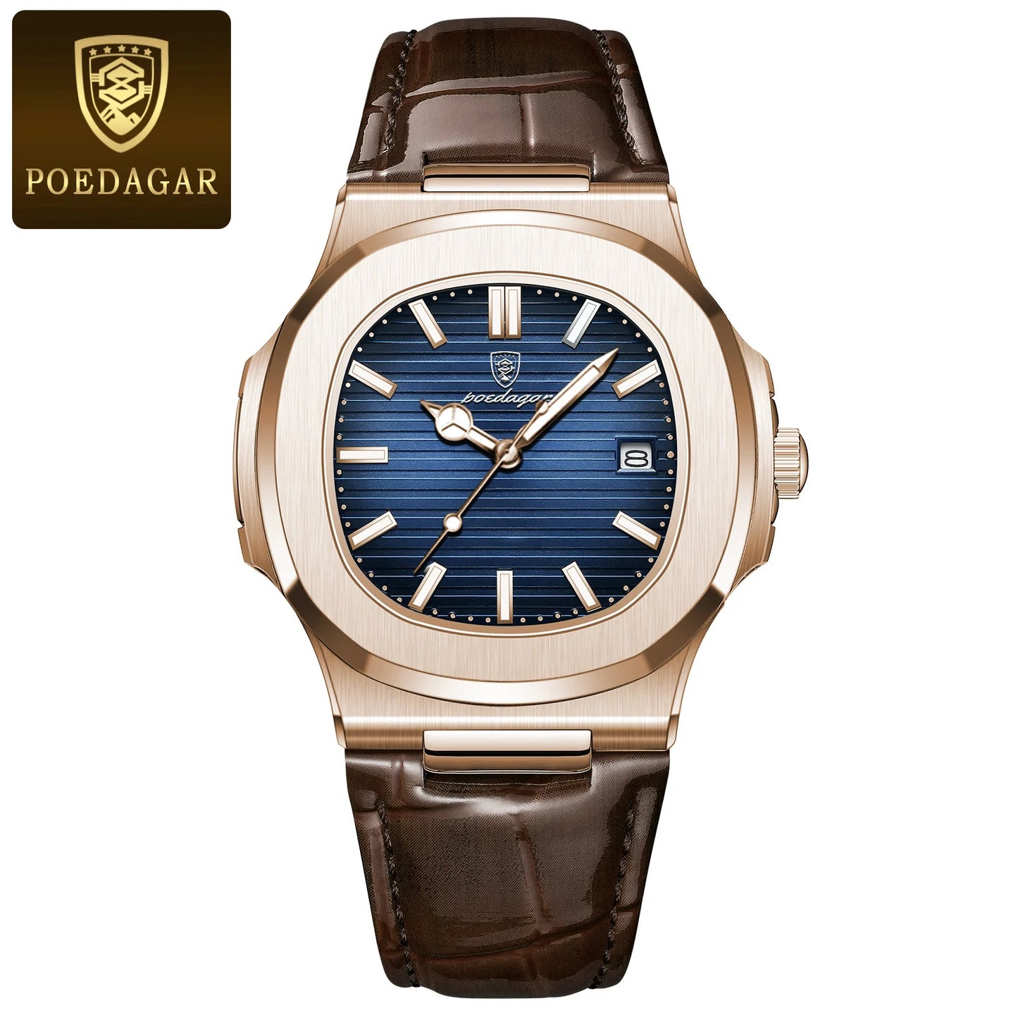 POEDAGAR Luxury Square Men Watch