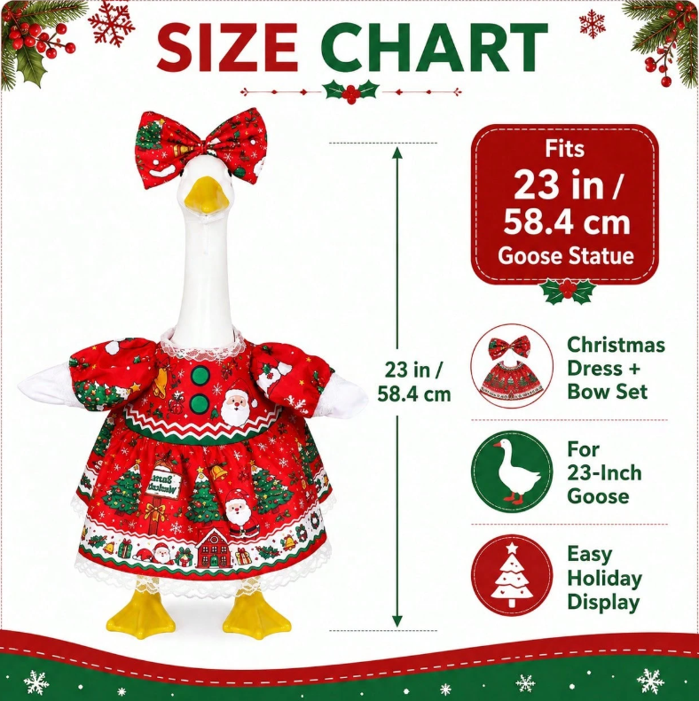 Christmas Goose Dress Hat Set