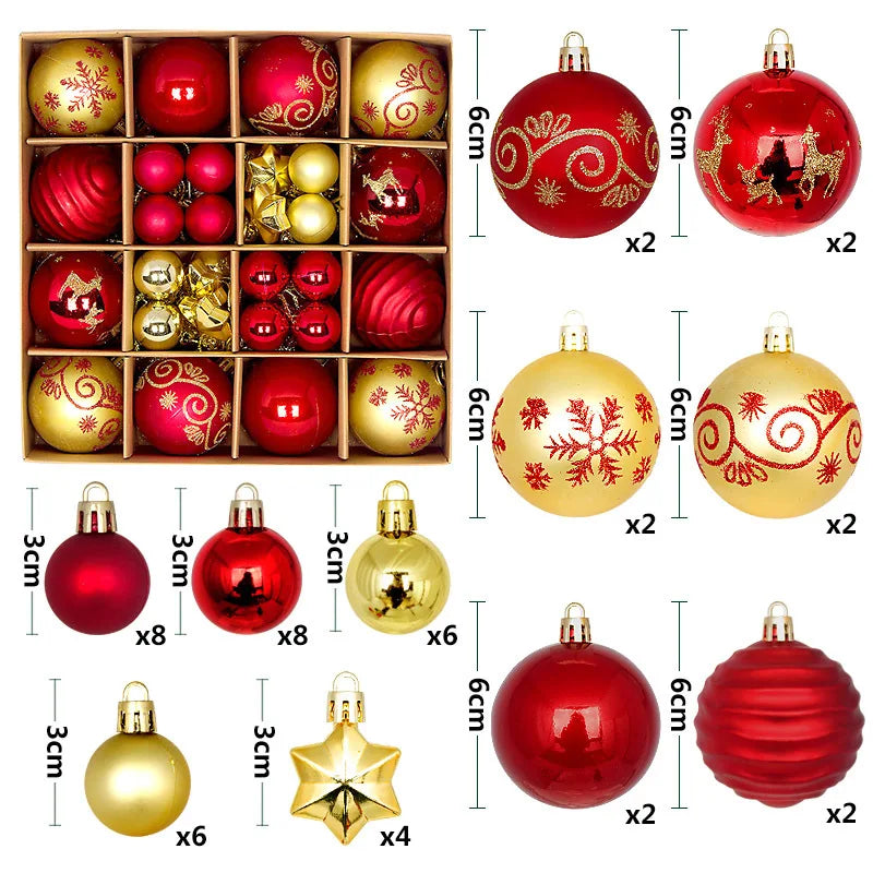 44pcs Christmas Ball Ornaments Set