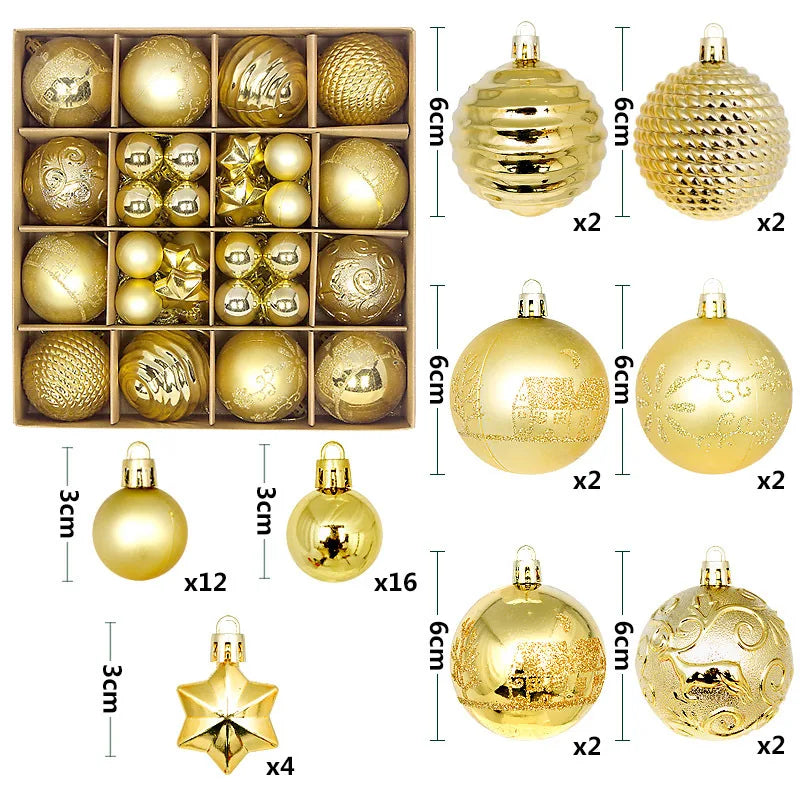 44pcs Christmas Ball Ornaments Set