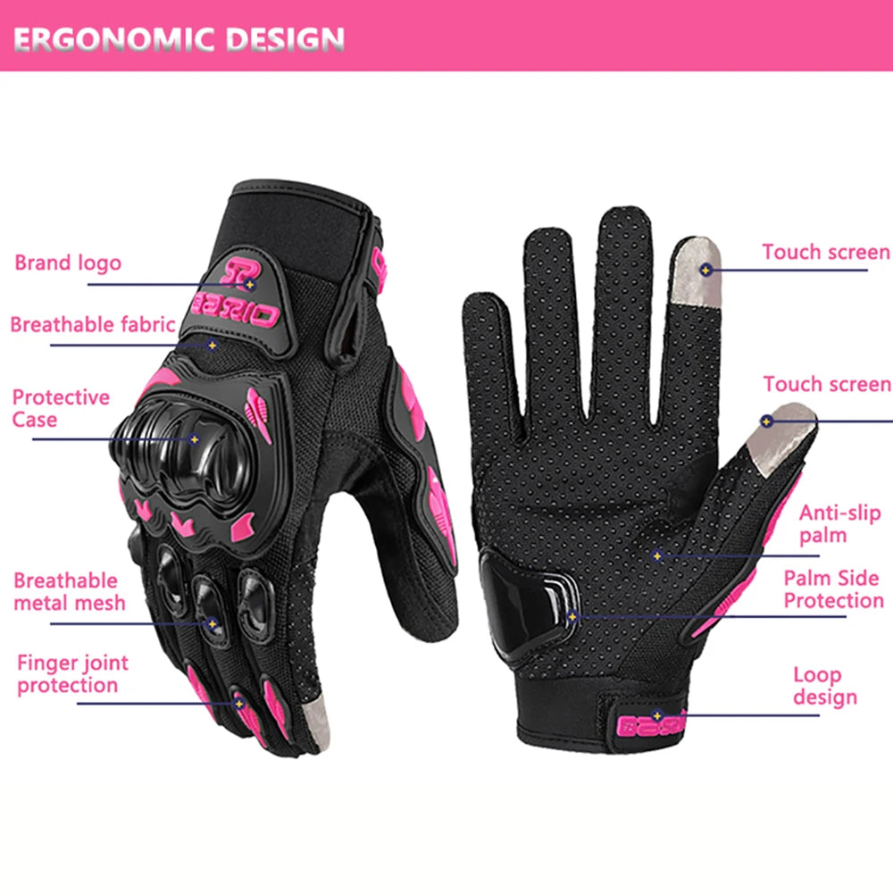 Women’s Pink Motorcycle Riding Gloves