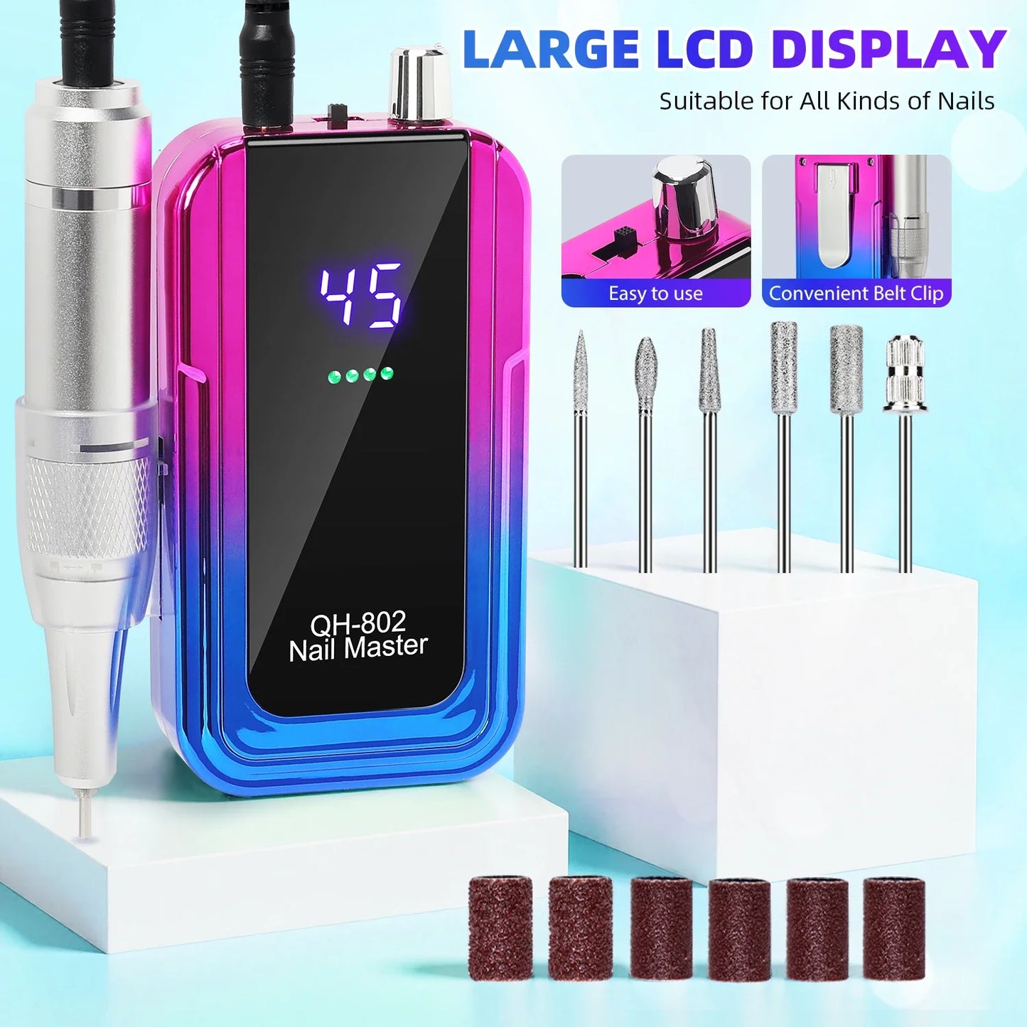 Professional 45000RPM Portable Nail Drill