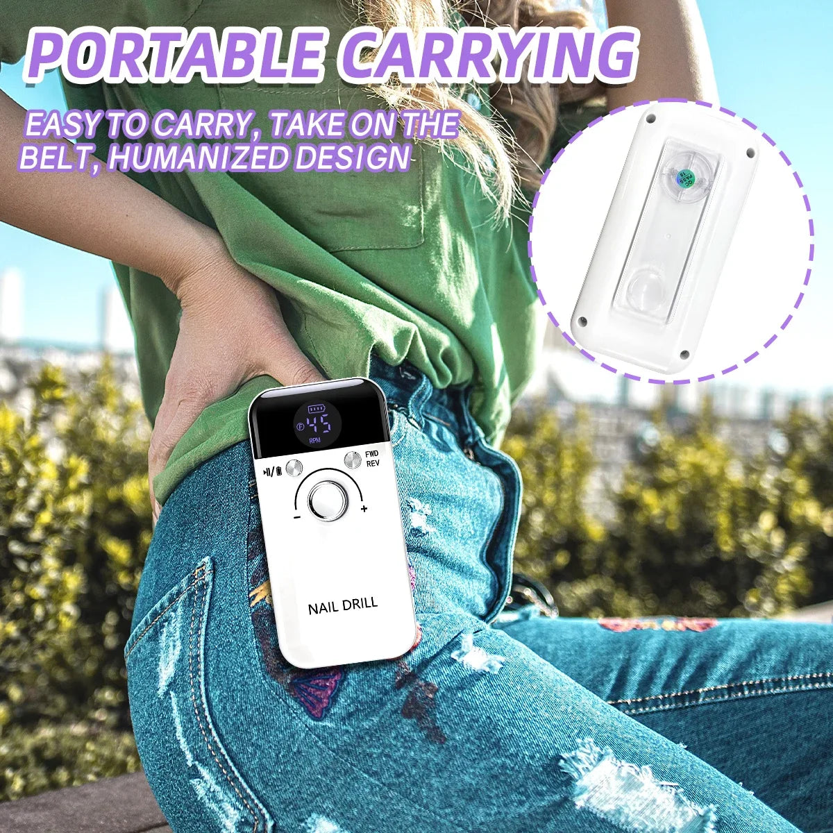 Professional 45000RPM Portable Nail Drill