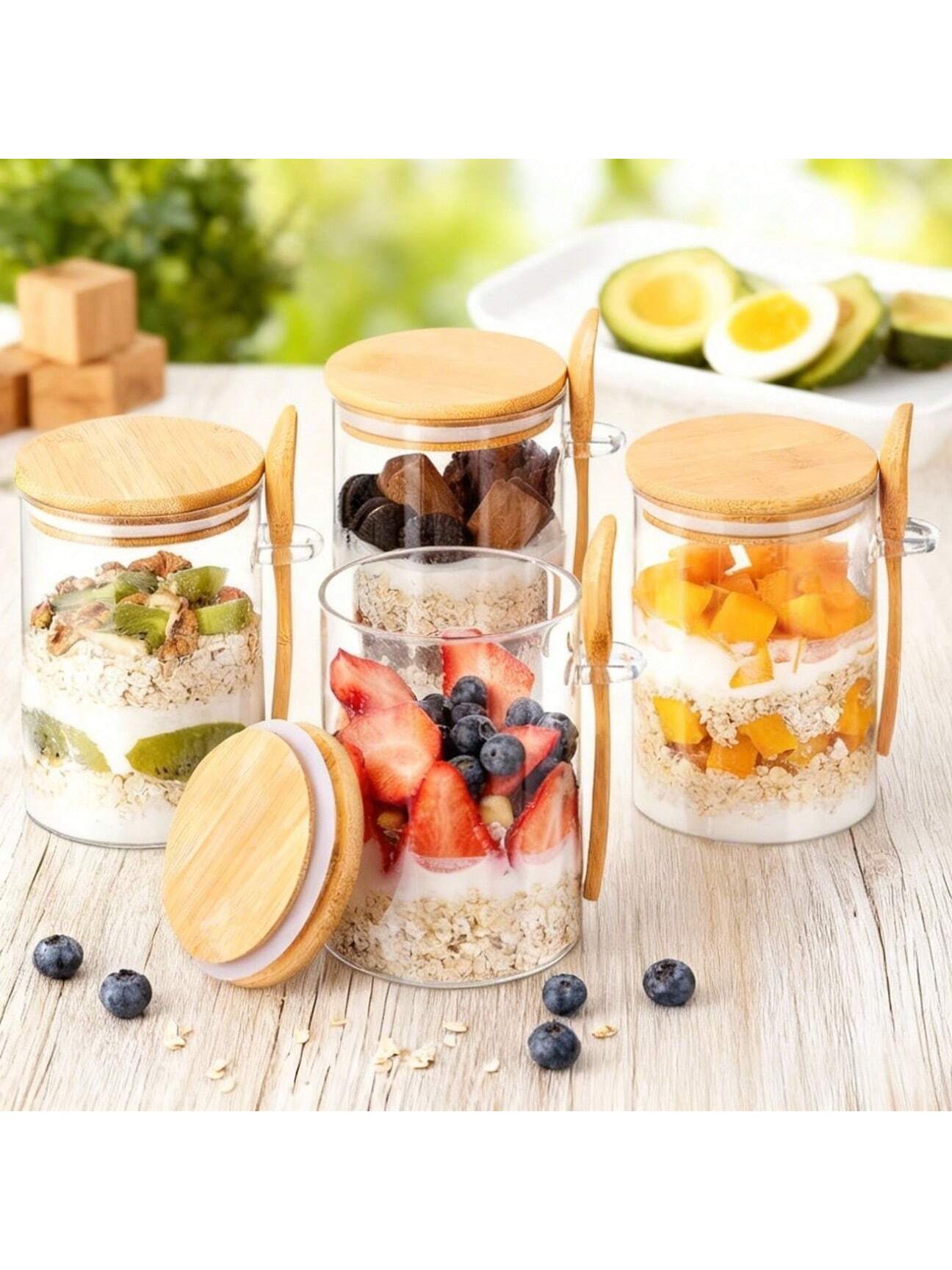 Overnight Oatmeal Glass Jar Set