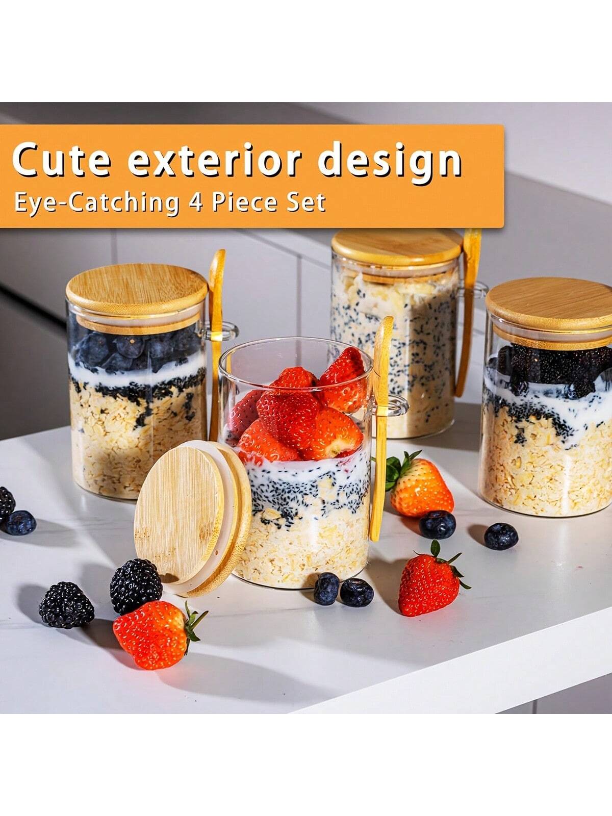 Overnight Oatmeal Glass Jar Set