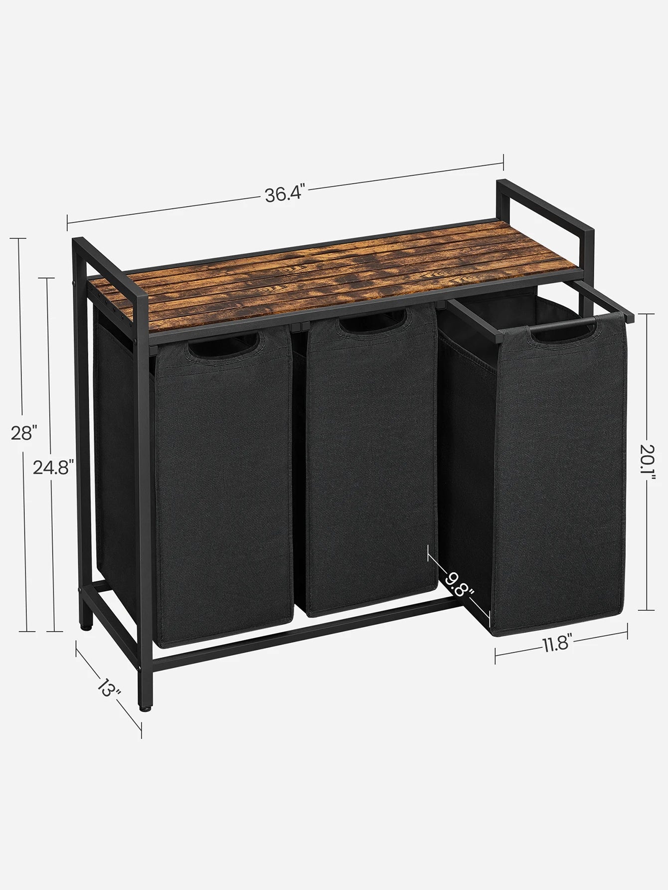 VASAGLE 3-Bag Laundry Sorter