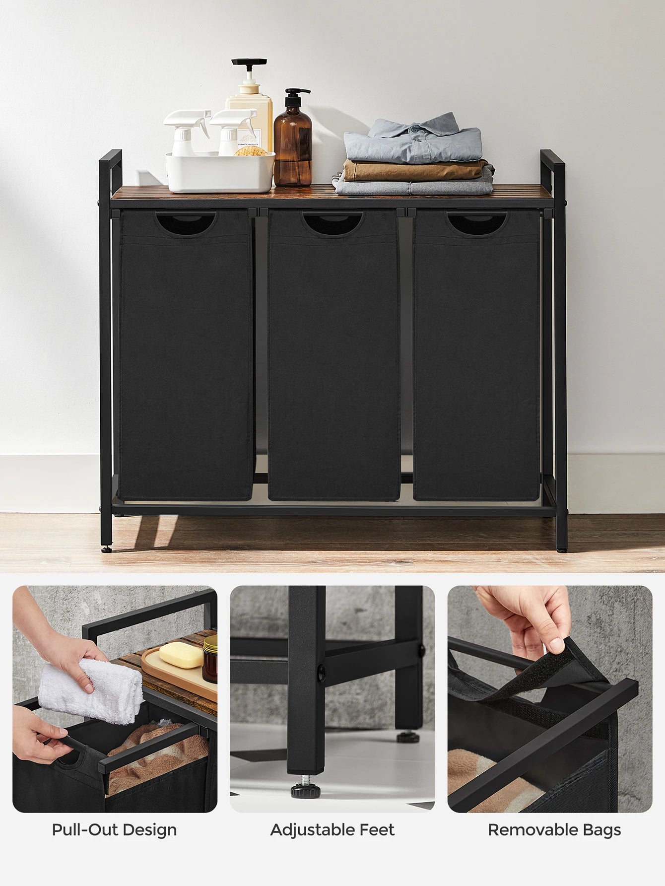 VASAGLE 3-Bag Laundry Sorter