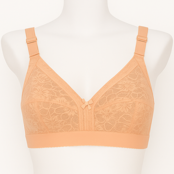 Non-Padded Embroidered Net Bra.