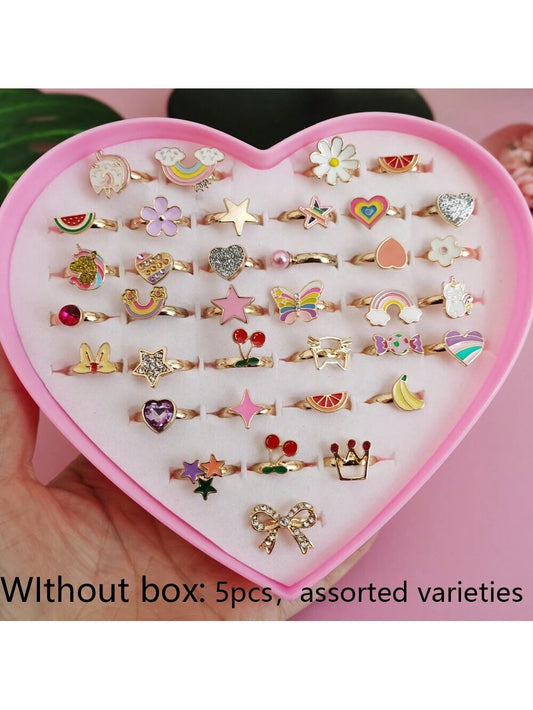 Girls Adjustable Alloy Finger Rings