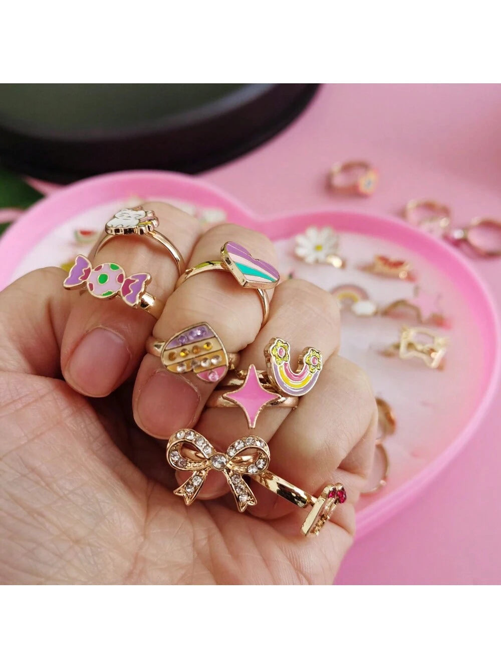 Girls Adjustable Alloy Finger Rings